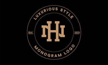 hn OR nh monogram abstract emblem vector logo templateのイラスト素材