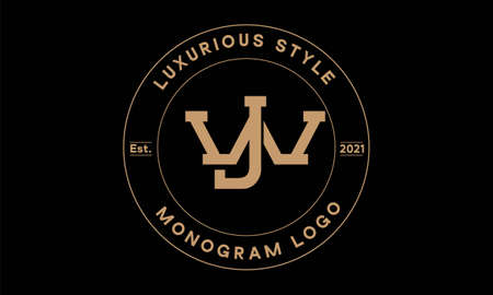 jw or wj monogram abstract emblem vector logo templateのイラスト素材