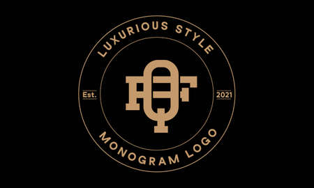 qf or fq monogram abstract emblem vector logo templateのイラスト素材