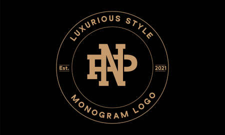 np or pn monogram abstract emblem vector logo templateのイラスト素材