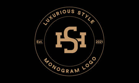 sh or hs monogram abstract emblem vector logo templateのイラスト素材