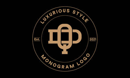 qd or dq monogram abstract emblem vector logo templateのイラスト素材
