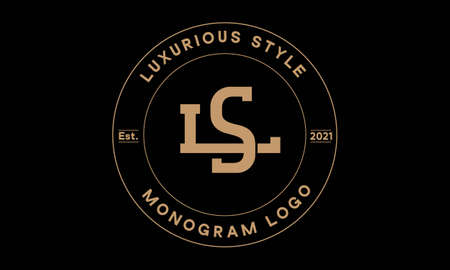 sl or ls monogram abstract emblem vector logo templateのイラスト素材