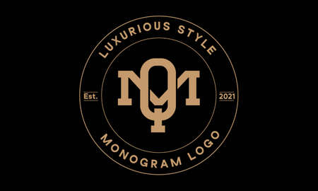 qm or mq monogram abstract emblem vector logo templateのイラスト素材