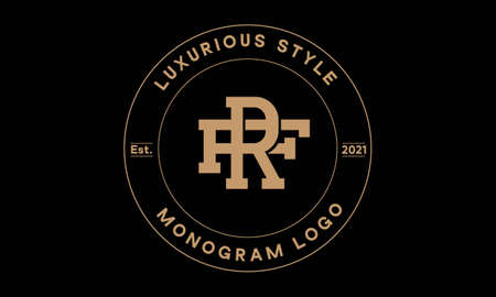 rf or fr monogram abstract emblem vector logo templateのイラスト素材