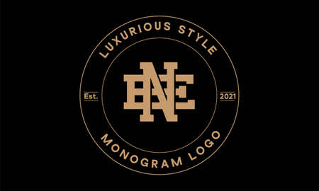 ne or en monogram abstract emblem vector logo templateのイラスト素材