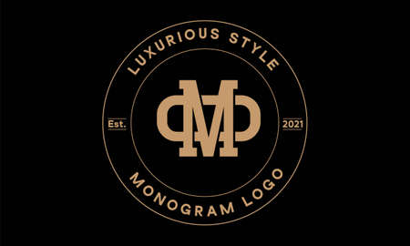 mo or om monogram abstract emblem vector logo templateのイラスト素材