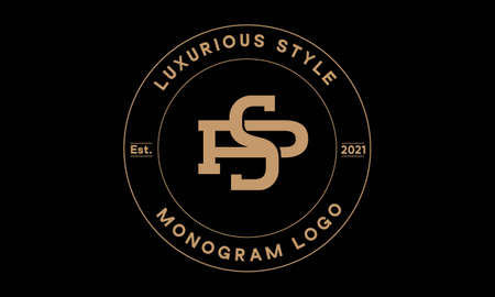 sp or ps monogram abstract emblem vector logo templateのイラスト素材