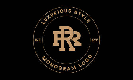 rr or rr monogram abstract emblem vector logo templateのイラスト素材