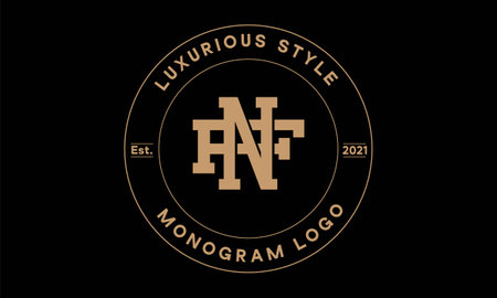 nf or fn monogram abstract emblem vector logo templateのイラスト素材