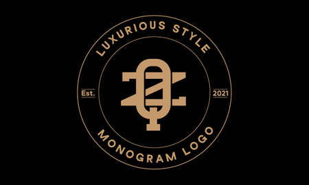 qz or zq monogram abstract emblem vector logo templateのイラスト素材