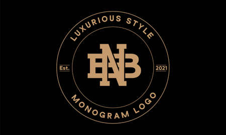 nb or bn monogram abstract emblem vector logo templateのイラスト素材