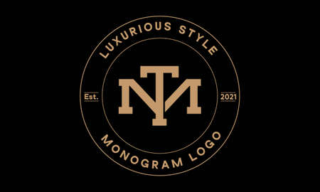 tm or mt monogram abstract emblem vector logo templateのイラスト素材