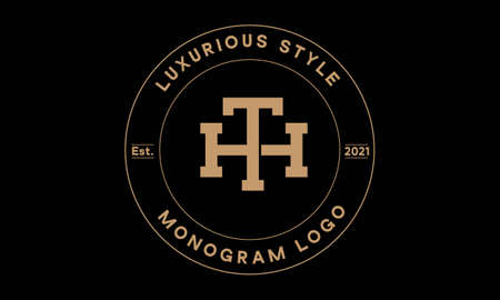 th or ht monogram abstract emblem vector logo templateのイラスト素材