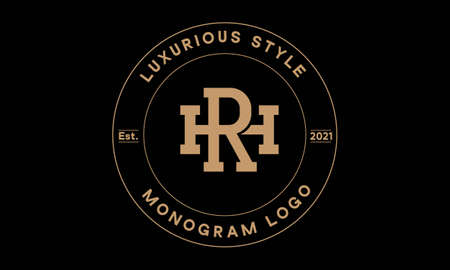 rh or hr monogram abstract emblem vector logo templateのイラスト素材