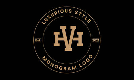 vh or hv monogram abstract emblem vector logo templateのイラスト素材