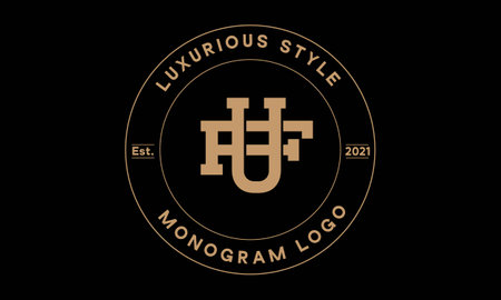 uf or fu monogram abstract emblem vector logo templateのイラスト素材