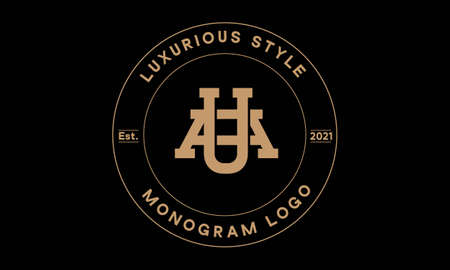 ua or au monogram abstract emblem vector logo templateのイラスト素材