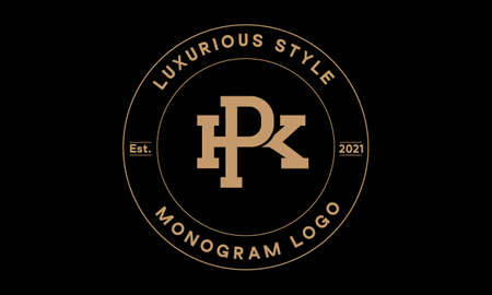 pk or kp monogram abstract emblem vector logo templateのイラスト素材