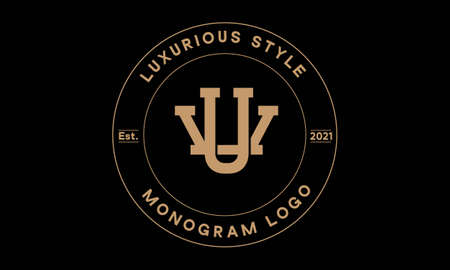 uv or vu monogram abstract emblem vector logo templateのイラスト素材