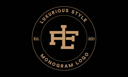 lf or fl monogram abstract emblem vector logo templateのイラスト素材
