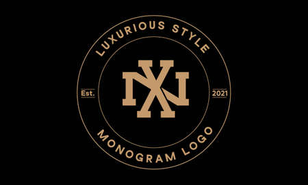xn or nx monogram abstract emblem vector logo templateのイラスト素材