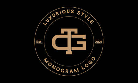 tg or gt monogram abstract emblem vector logo templateのイラスト素材