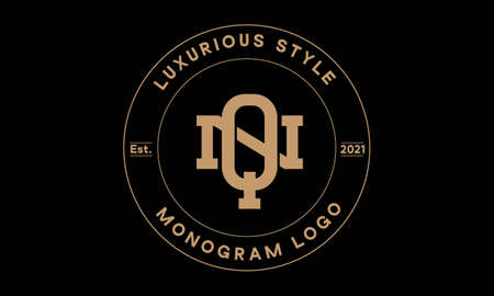 qn or nq monogram abstract emblem vector logo templateのイラスト素材