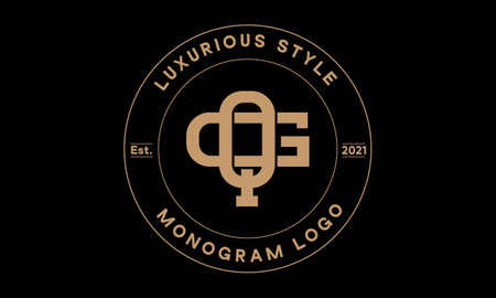 qg or gq monogram abstract emblem vector logo templateのイラスト素材