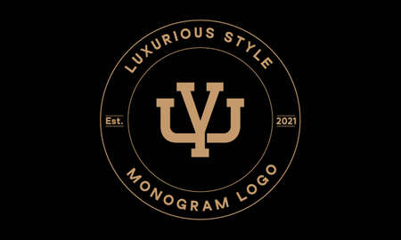 yu or uy monogram abstract emblem vector logo templateのイラスト素材