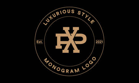 xp or px monogram abstract emblem vector logo templateのイラスト素材