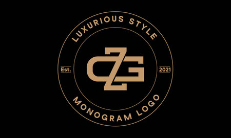 zg or gz monogram abstract emblem vector logo templateのイラスト素材