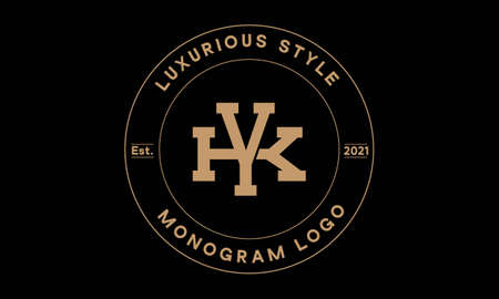 yk or ky monogram abstract emblem vector logo templateのイラスト素材