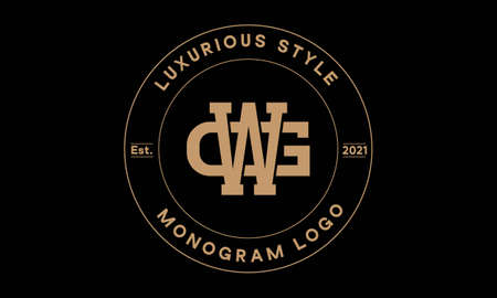 wg or gw monogram abstract emblem vector logo templateのイラスト素材