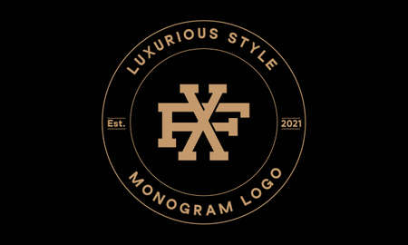 xf or fx monogram abstract emblem vector logo templateのイラスト素材