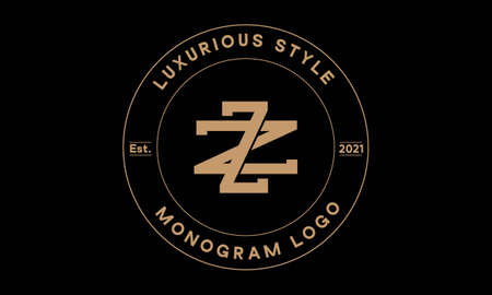 zz or zz monogram abstract emblem vector logo templateのイラスト素材