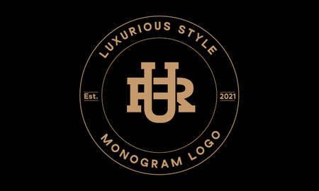 ur or ru monogram abstract emblem vector logo templateのイラスト素材