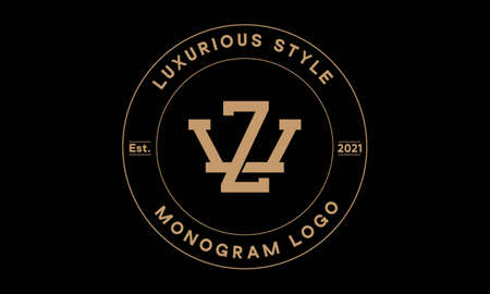 zv or vz monogram abstract emblem vector logo templateのイラスト素材