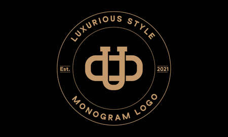 uo or ou monogram abstract emblem vector logo templateのイラスト素材