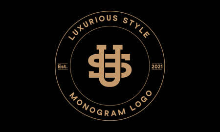 us or su monogram abstract emblem vector logo templateのイラスト素材