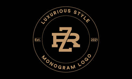 zr or rz monogram abstract emblem vector logo templateのイラスト素材