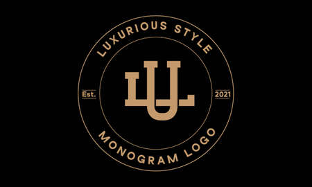 ul or lu monogram abstract emblem vector logo templateのイラスト素材