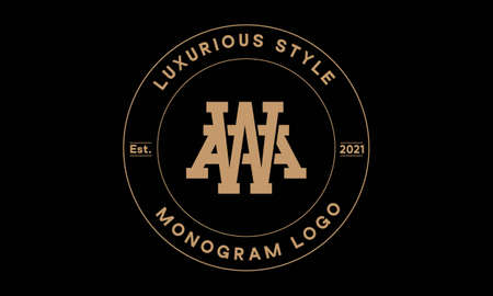 wa or aw monogram abstract emblem vector logo templateのイラスト素材