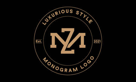 zm or mz monogram abstract emblem vector logo templateのイラスト素材