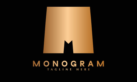 Letter M Gold Logo Design with Black Background. Vector Illustration.のイラスト素材