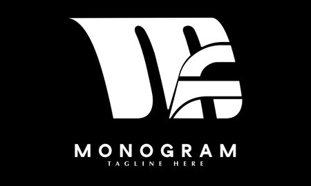 V Black and White Letter Logo Design with Swoosh and Black Background.のイラスト素材