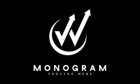 W Letter Logo Design with Black Background. Modern and Elegant Styleのイラスト素材