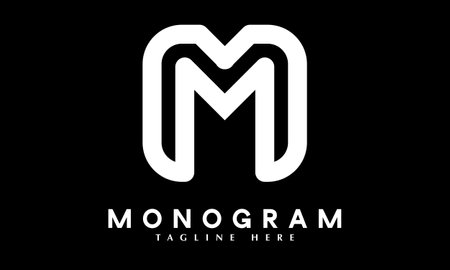 M black white alphabet letter logo design icon for company. Suitable for a company or businessのイラスト素材