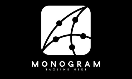 M Letter Logo Design with Network and Connection Dots. Technology Logoのイラスト素材