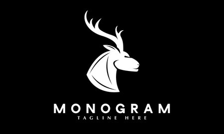 Deer Logo Design Vector with Black Background. Deer Logo Design Vectorのイラスト素材